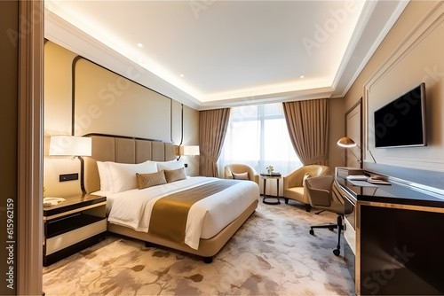 Interior hotel room design, Generative AI