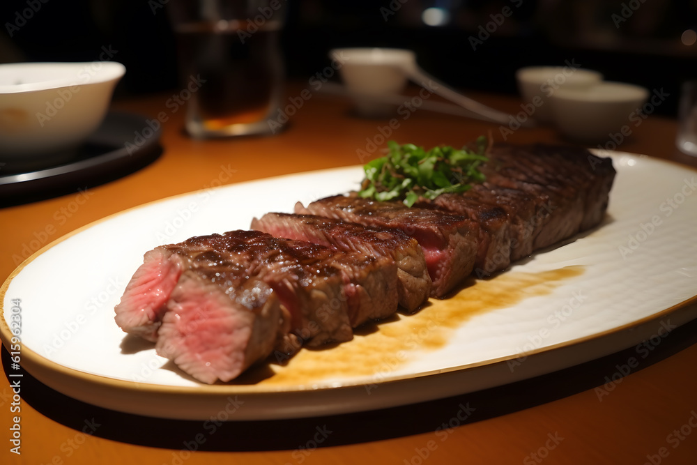 Fancy beef steak dinner, Generative AI