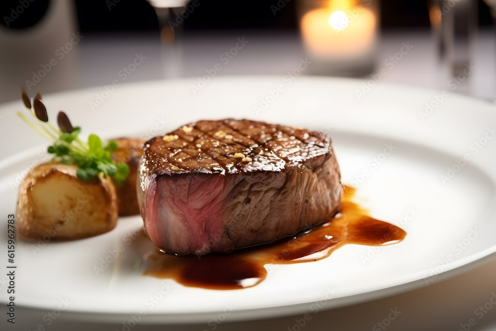 Fancy beef steak dinner, Generative AI Fancy beef steak dinner, Generative AI