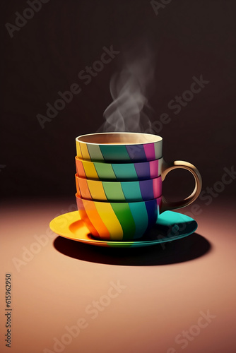 Obraz na płótnie Coffee mug with rainbow colours. Isolated. Generative AI. w salonie