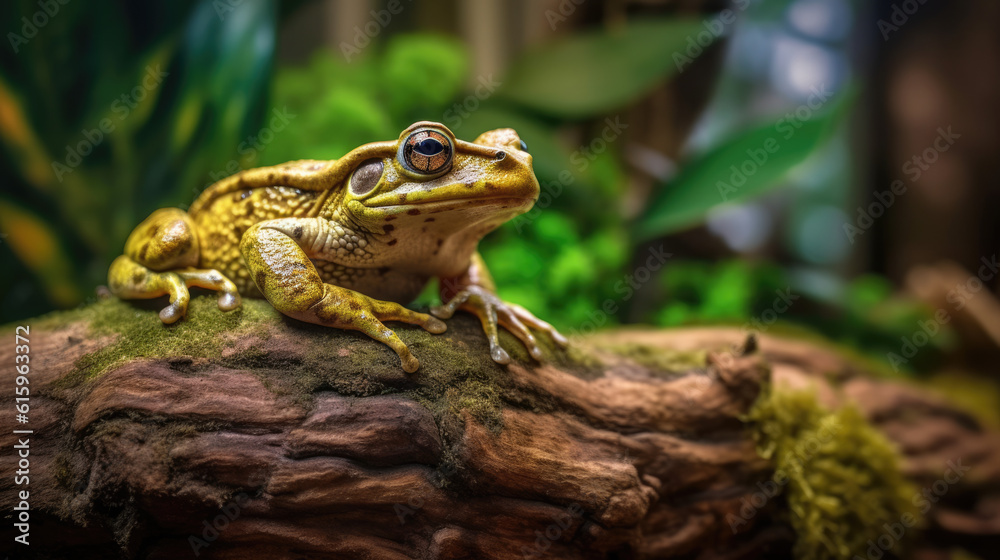 frog on log created with Generative AI technology frog on log created with Generative AI technology