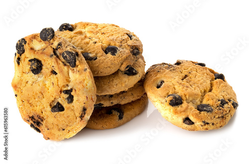 Biscuit rack with chocolate crumbs on a white background