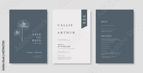 Premium wedding invitation template. Wedding engagement template with terracotta style. engraved wedding invitation template