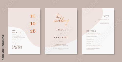 Premium wedding invitation template. Wedding engagement template with monochrome style. engraved wedding invitation template