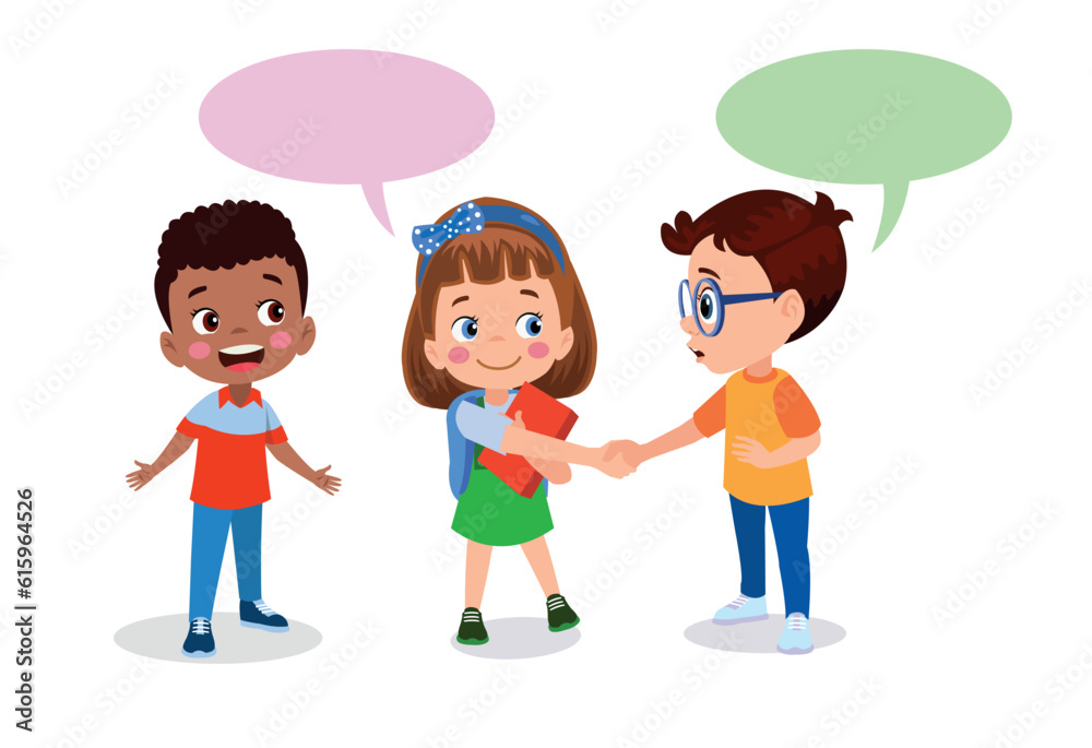 little kid do hand shake with friend acquaintance little kid do hand shake with friend acquaintance