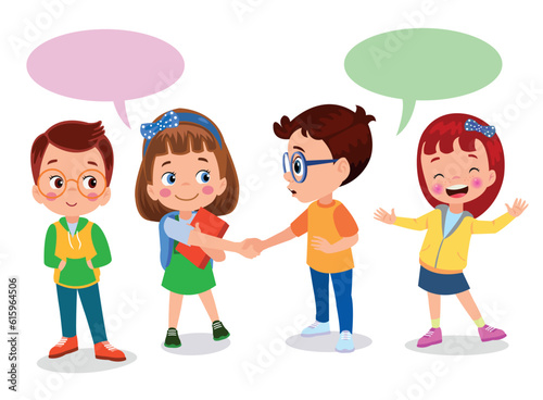little kid do hand shake with friend acquaintance