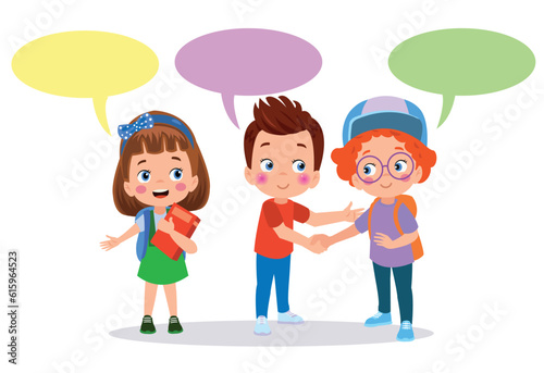 little kid do hand shake with friend acquaintance