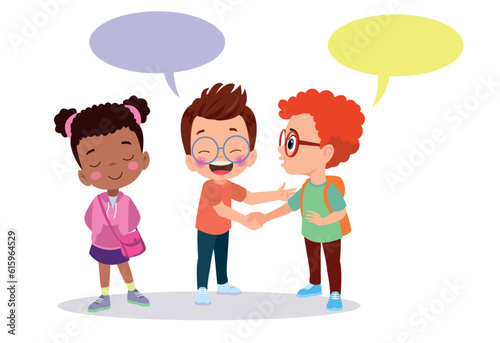 little kid do hand shake with friend acquaintance