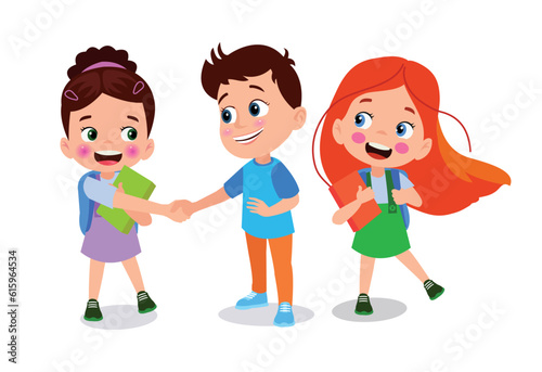 little kid do hand shake with friend acquaintance