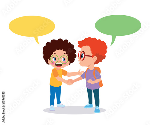 little kid do hand shake with friend acquaintance