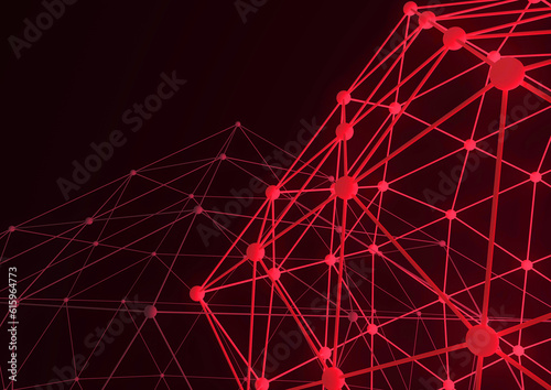 Blockchain cell technology background with connecting dots and lines. Abstract futuristic illustration of polygonal surface.
