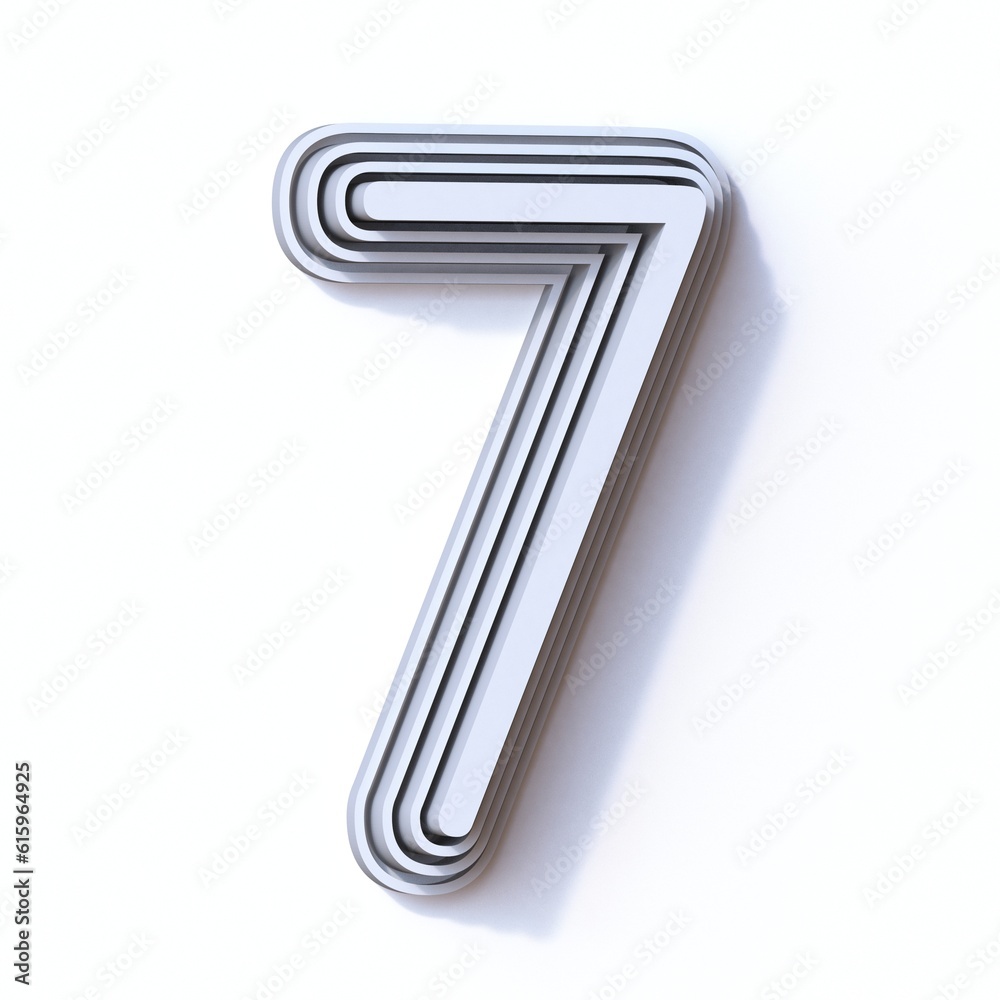 Three steps font number 7 SEVEN 3D render illustration isolated on white background Three steps font number 7 SEVEN 3D render illustration isolated on white background