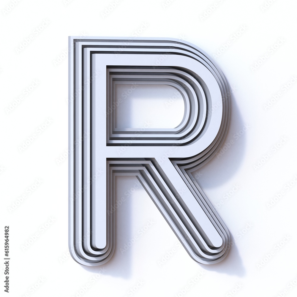 Three steps font letter R 3D render illustration isolated on white background Three steps font letter R 3D render illustration isolated on white background