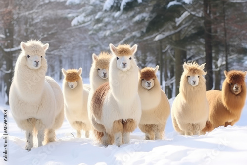 alpacas in snow created with Generative AI technology