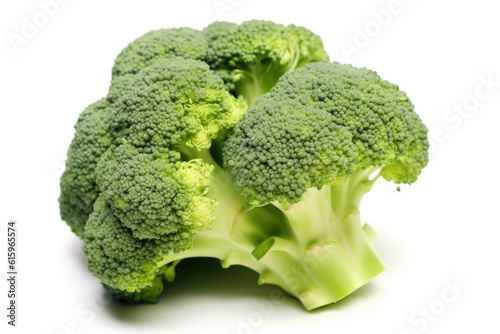 Fresh green Broccoli isolated on white created with Generative AI technology