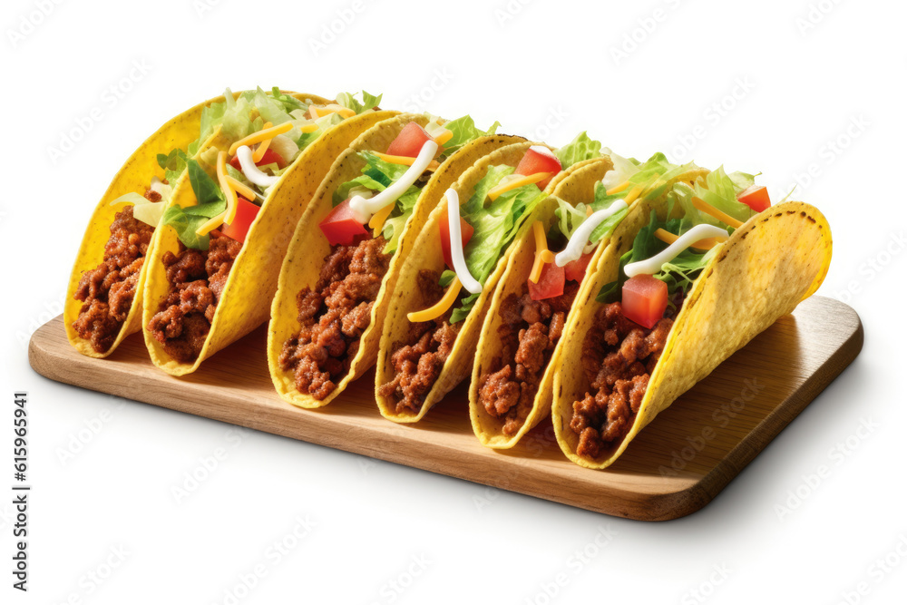 Tacos isolated on white created with Generative AI technology Tacos isolated on white created with Generative AI technology