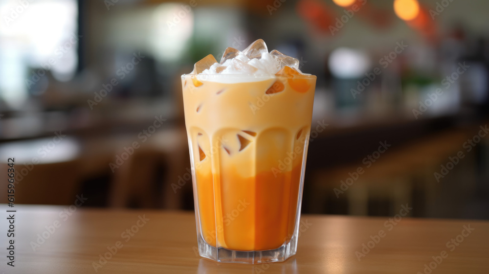 Thai tea with fresh milk created with Generative AI technology Thai tea with fresh milk created with Generative AI technology