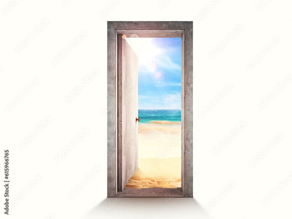 Door on the beach leading to the summer season.