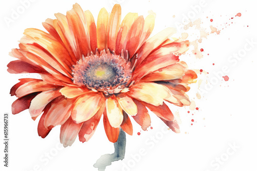 Fototapeta Naklejka Na Ścianę i Meble -  watercolor of Gerbera Daisy isolated created with Generative AI technology