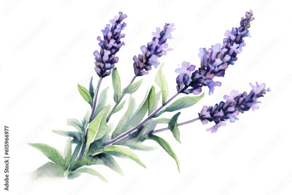 Naklejka premium watercolor of Lavender isolated created with Generative AI technology