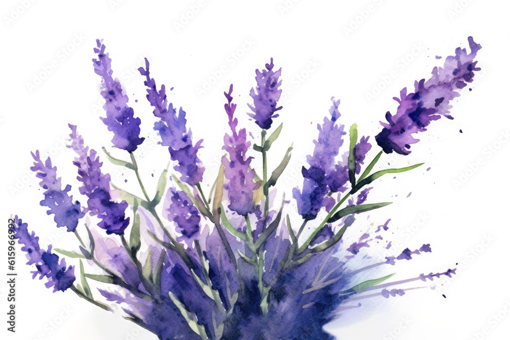Naklejka premium watercolor of Lavender isolated created with Generative AI technology