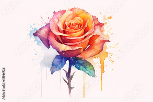 watercolor of Rose isolated created with Generative AI technology