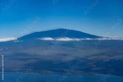 Mauna Kea, Big island, Hawaii. Aerial photography on the plane to Kona airport