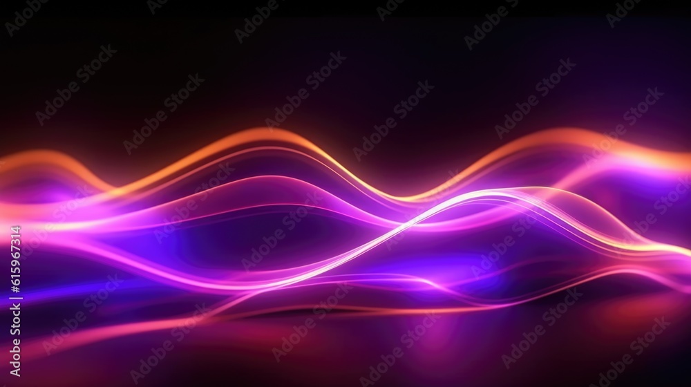 Gold, Purple and Yellow Neon abstract lines and shapes.