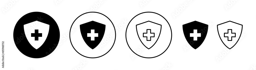 Health insurance icon set for web and mobile app. Insurance document sign and symbol Health insurance icon set for web and mobile app. Insurance document sign and symbol