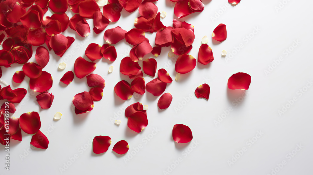 Red rose petals in white background Red rose petals in white background