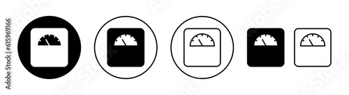Scales icon set for web and mobile app. Weight scale sign and symbol