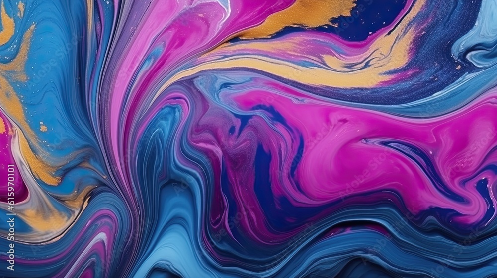 Liquid marble texture mixture of acrylic paints made with Generative AI