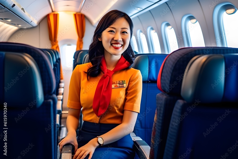 客室乗務員の女性　with generative ai