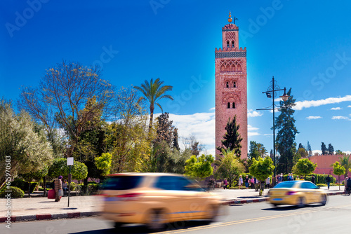 travel concept around the world.Koutoubia mosque, Marrakech, Morocco.