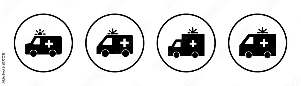 Ambulance icon set illustration. ambulance truck sign and symbol. ambulance car Ambulance icon set illustration. ambulance truck sign and symbol. ambulance car
