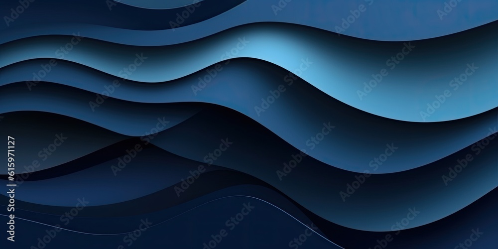 flat lay layered style dark blue paper cut waves abstract background made with Generative AI flat lay layered style dark blue paper cut waves abstract background made with Generative AI