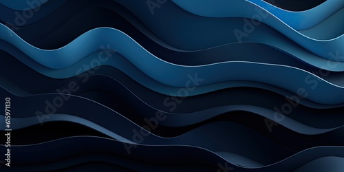 flat lay layered style dark blue paper cut waves abstract background made with Generative AI © Tebha Workspace