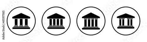 Bank icon set illustration. Bank sign and symbol, museum, university