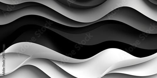 flat lay layered style grayscale paper cut waves abstract background made with Generative AI
