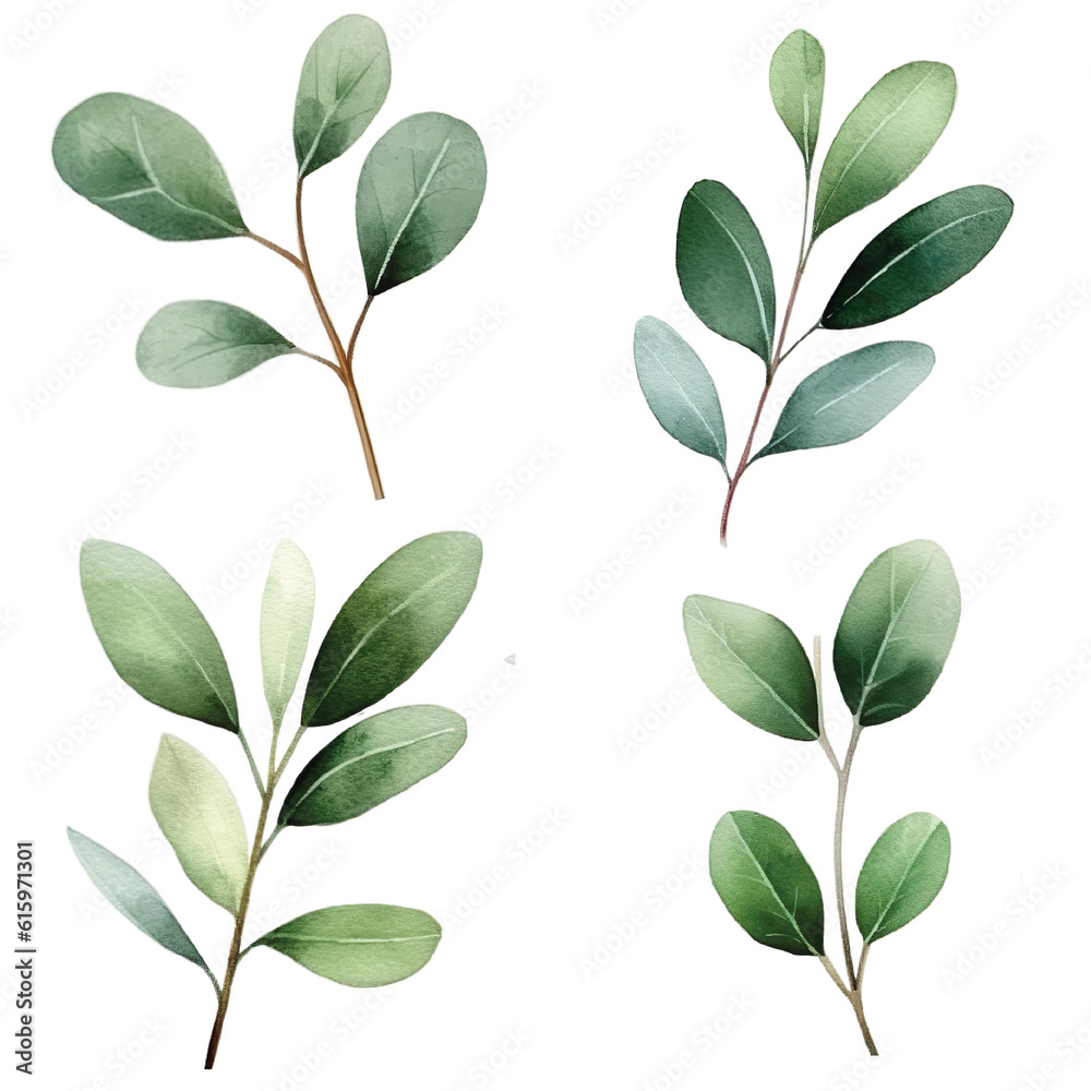 what a beautiful eucalyptus leaves in watercolor