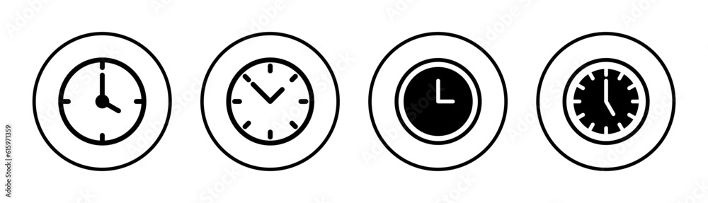 Clock icon set illustration. Time sign and symbol. watch icon Clock icon set illustration. Time sign and symbol. watch icon