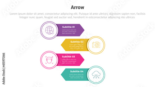 arrow or arrows stage infographics template diagram with circle arrow opposite direction and 4 point step creative design for slide presentation