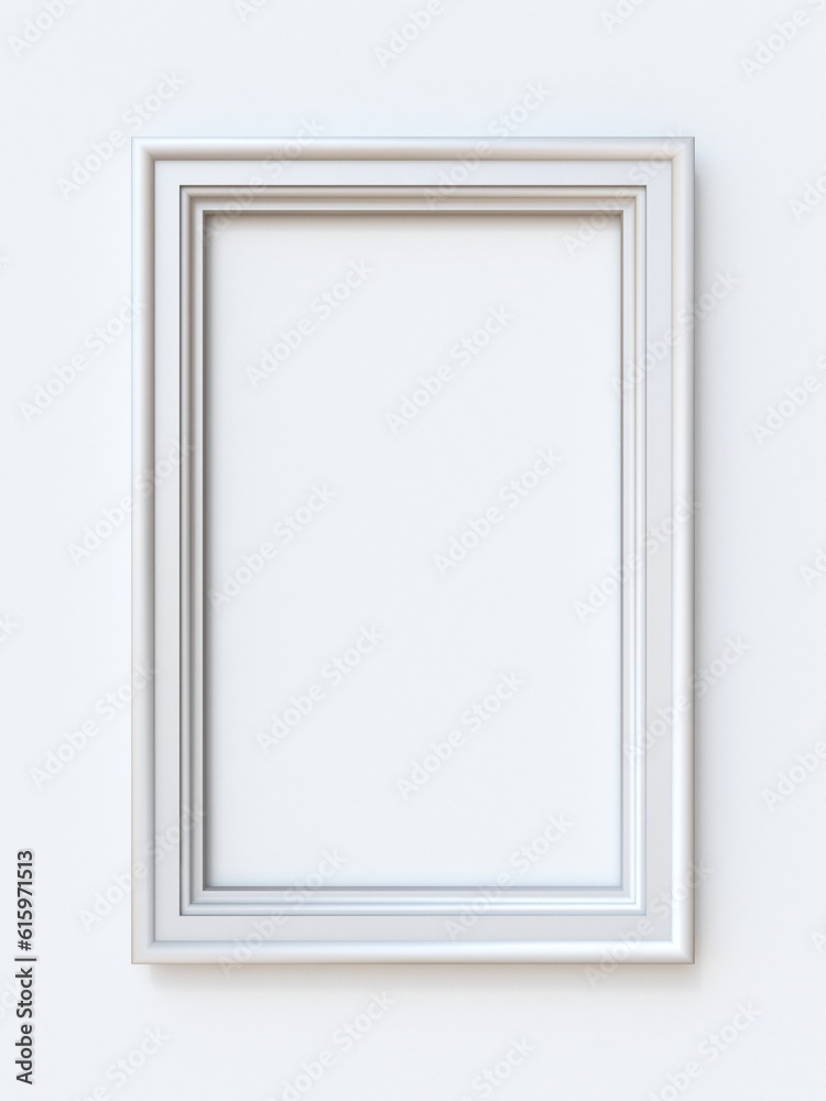 White picture frame rectangular 3D rendering illustration isolated on white background White picture frame rectangular 3D rendering illustration isolated on white background