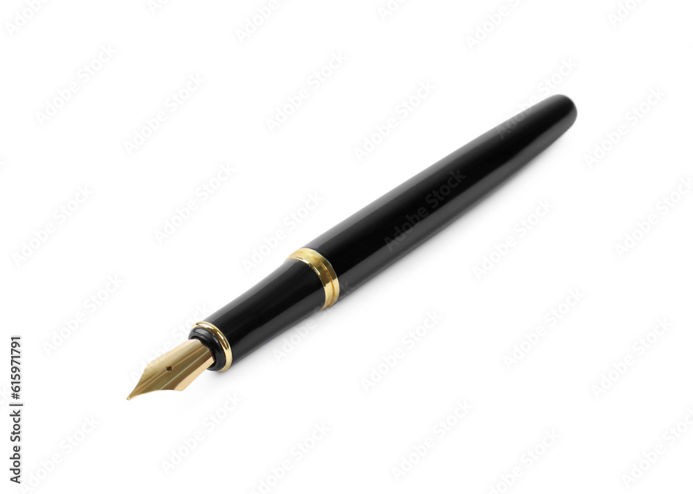 Stylish black fountain pen isolated on white Stylish black fountain pen isolated on white