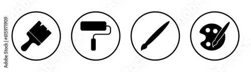 Paint icon set illustration. paint brush sign and symbol. paint roller icon vector