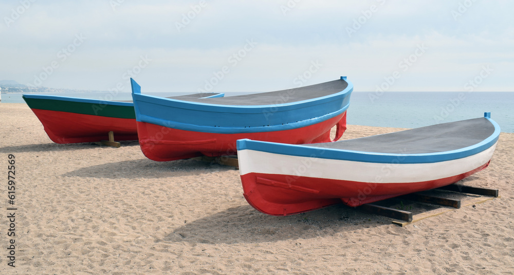 Boats on the beach of Badalona Barcelona