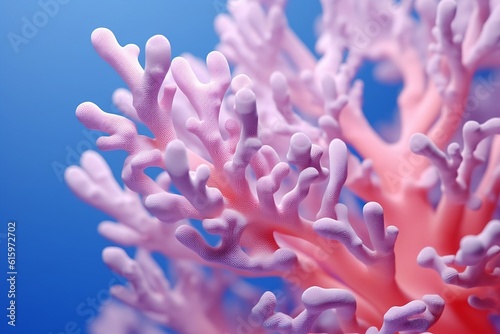 Pink Coral Closeup Macro on a Vibrant Blue Background Underwater