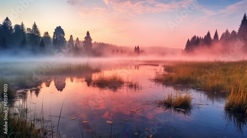 Stunning Mountain Range Panorama Reflected in Lake landscape