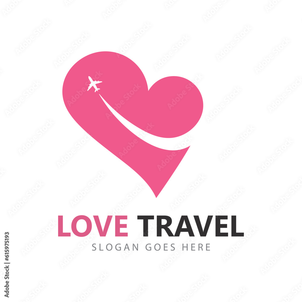 Love travel logo vector icon template
