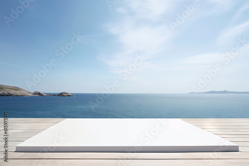 wooden board with sea background